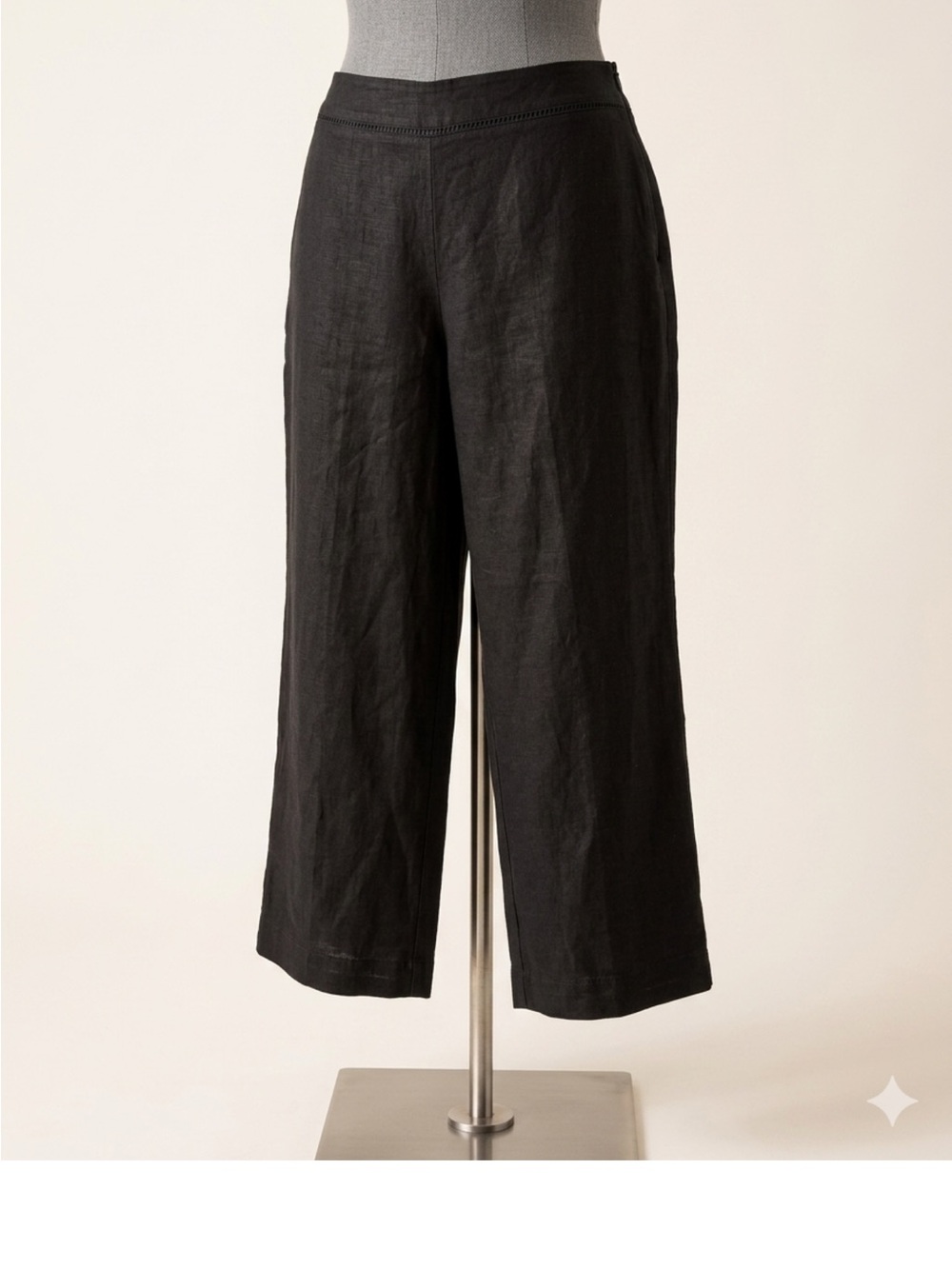 Eileen Fisher Black Linen Wide Leg Ankle/Capris Pants Size XL